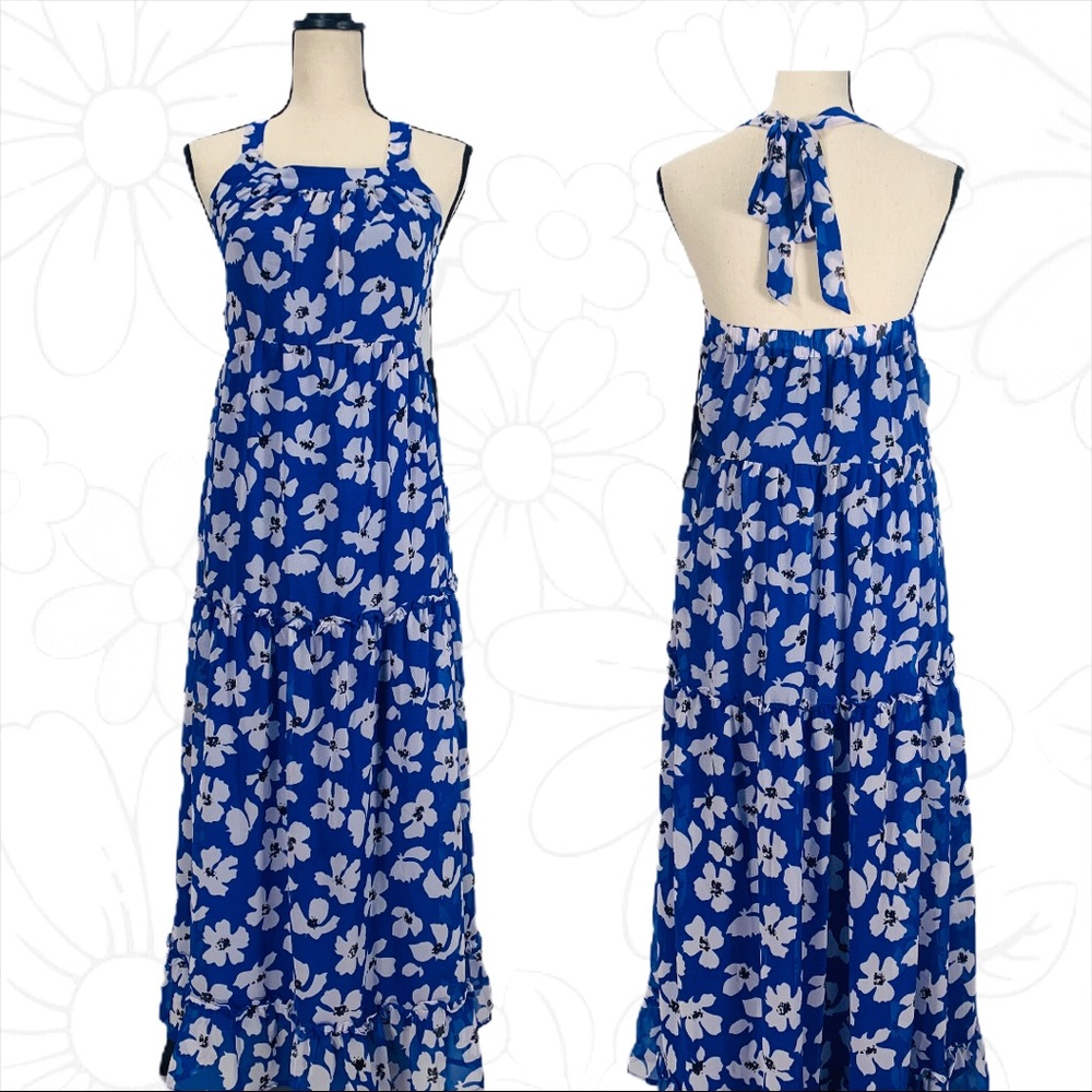 NWT - Who What Wear Blue Floral Halter Dress - SM